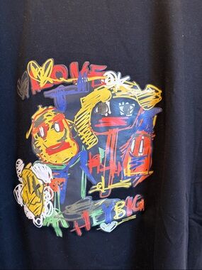 Romwe SHEIN Black Graffiti  Art Print tee